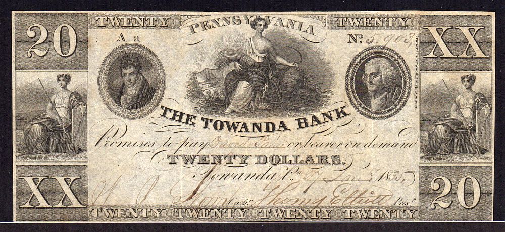 Towanda, PA, 1835 $20, The Towanda Bank, 5903